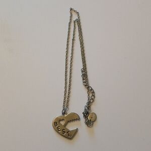 Claire's Silver Tone Best Friends Heart Charm Pendant Necklace